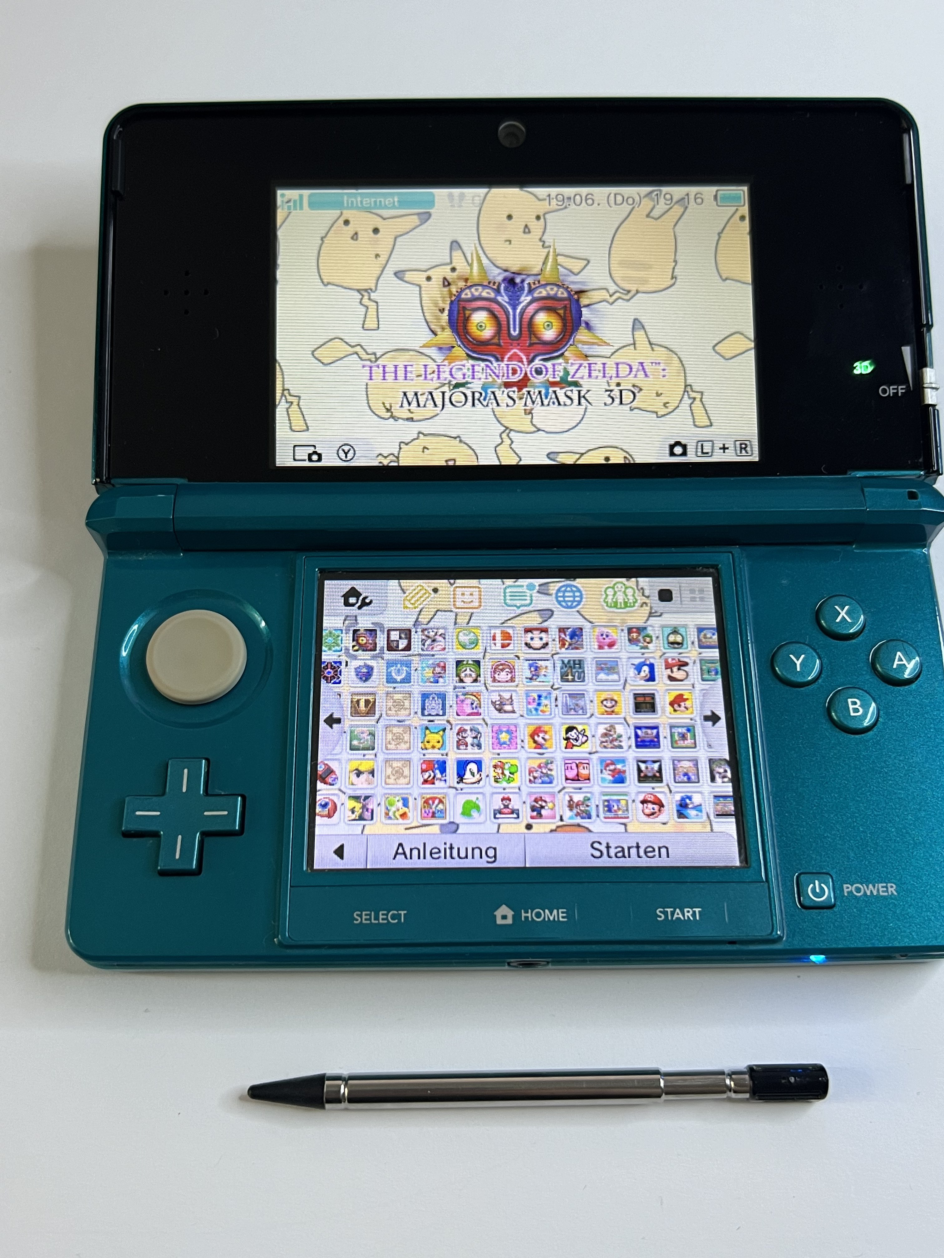 Nintendo 3DS Konsole aqua blau mit 128GB, Pokemon Bank, Poke Mover & vielen Extras