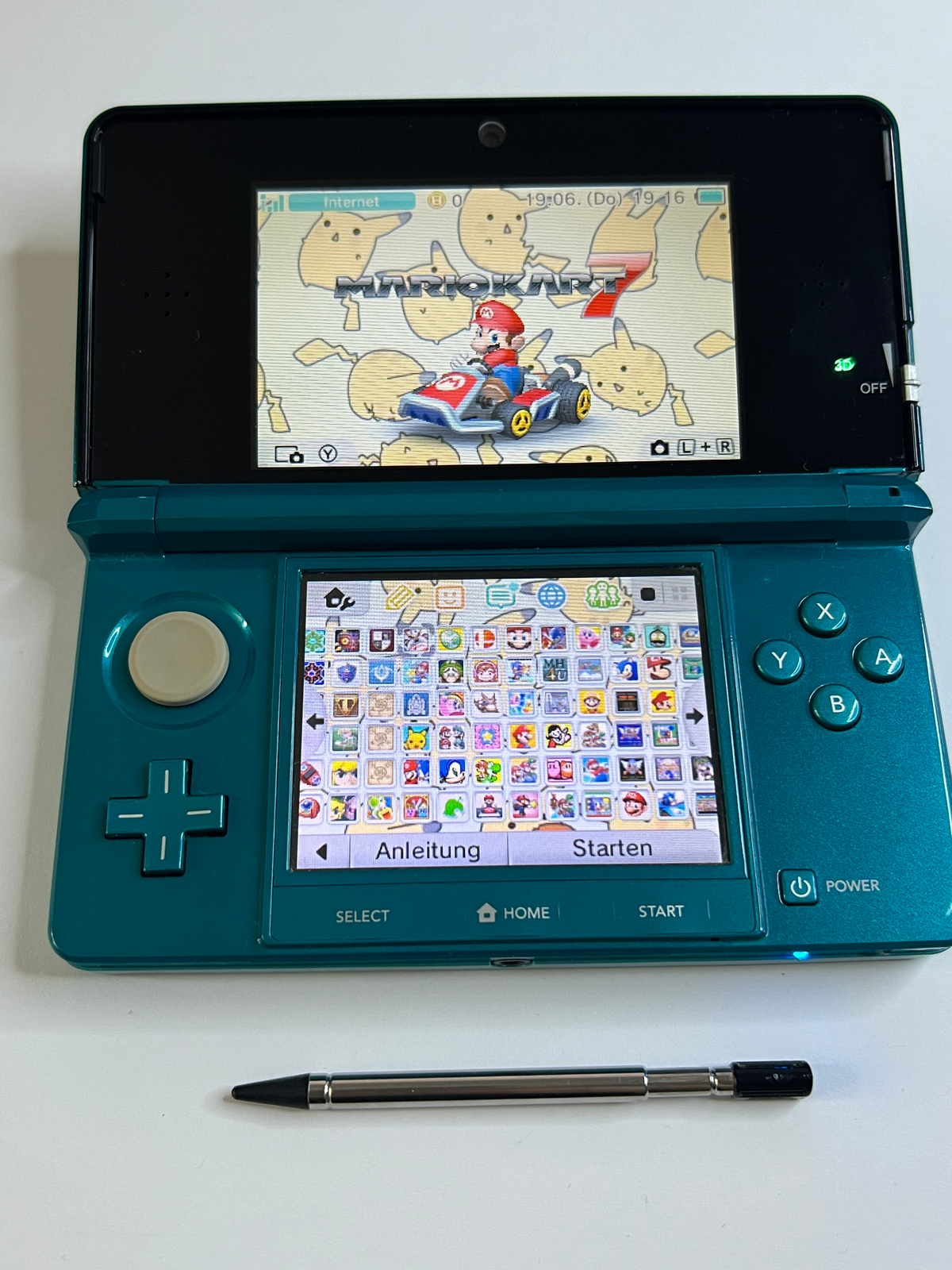 Nintendo 3DS Konsole türkis blau mit 128GB, Pokemon Bank, Poke Mover & vielen Extras