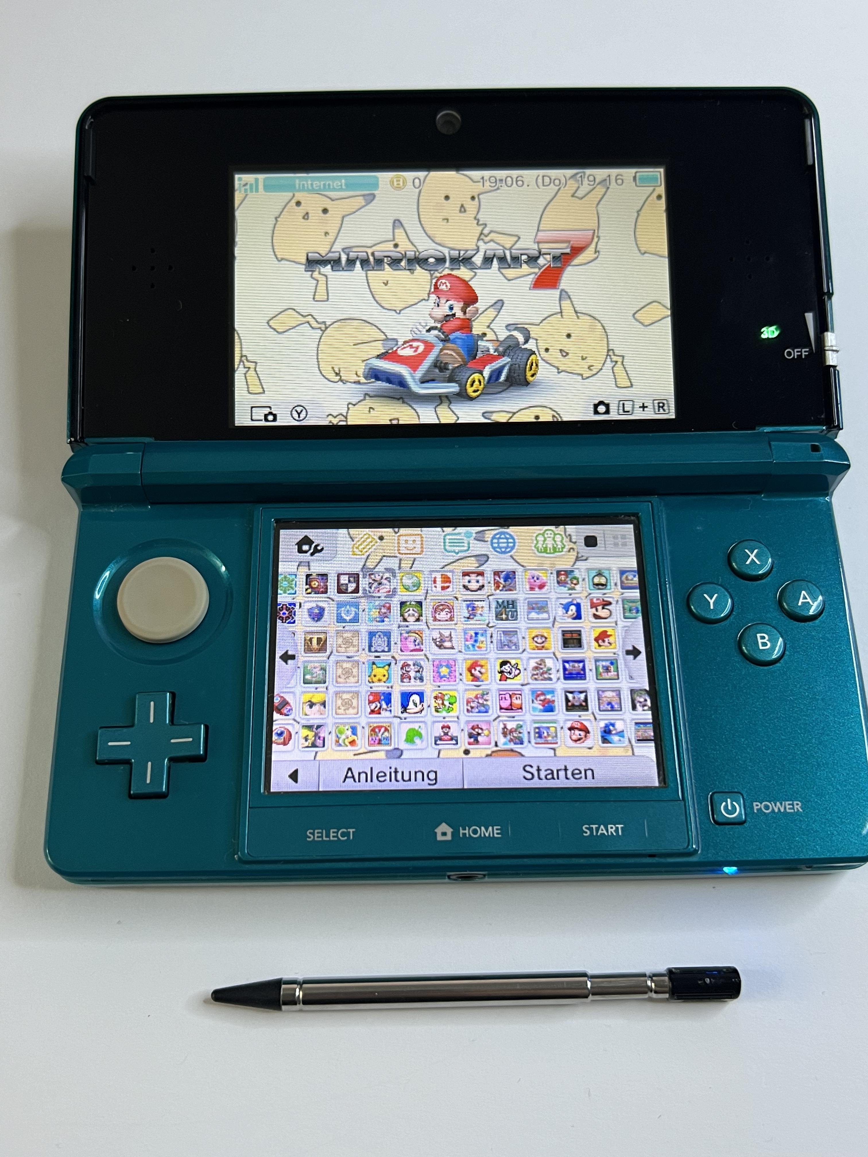 Nintendo 3DS Konsole aqua blau mit 128GB, Pokemon Bank, Poke Mover & vielen Extras