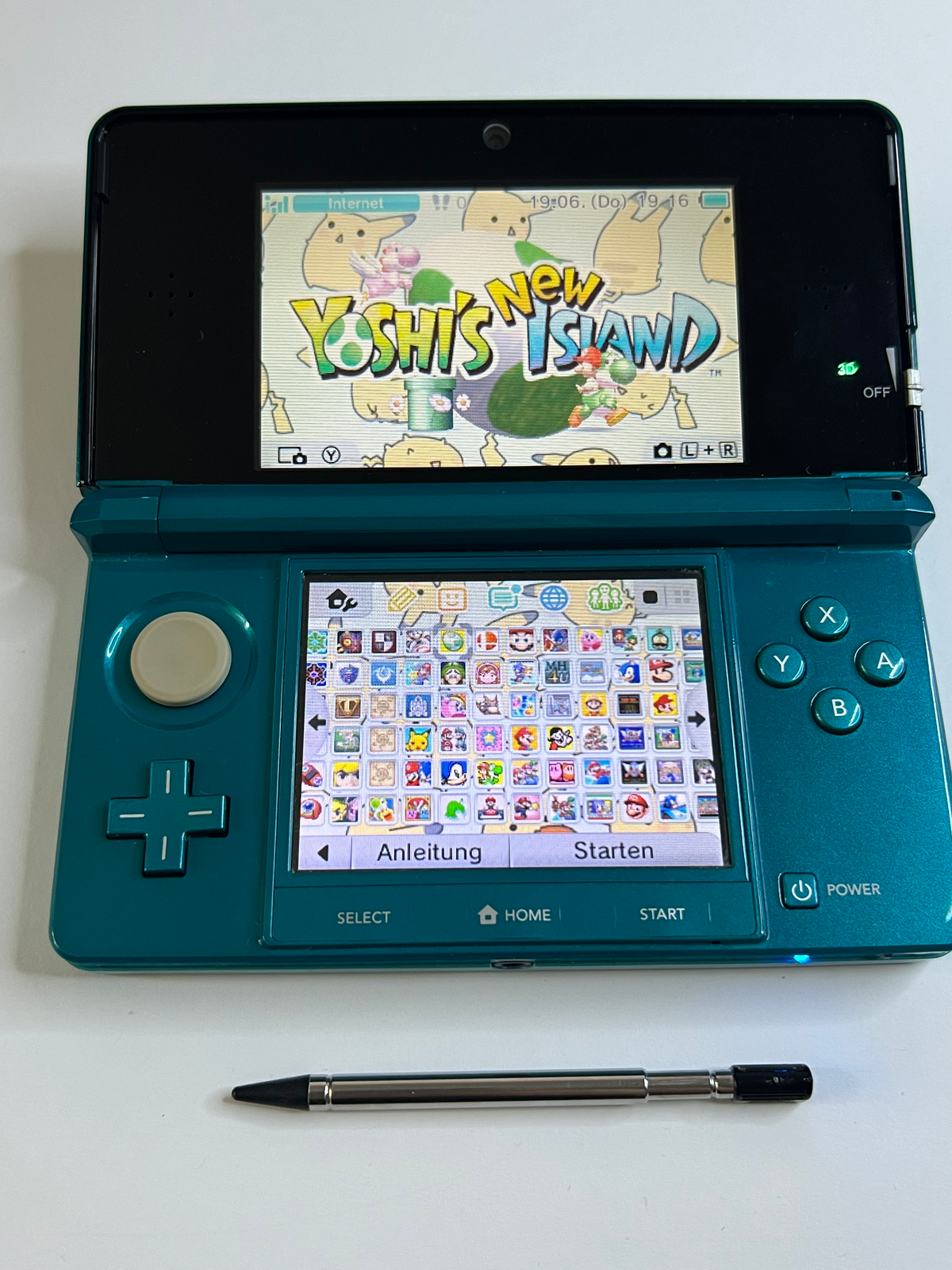 Nintendo 3DS Konsole türkis blau mit 128GB, Pokemon Bank, Poke Mover & vielen Extras