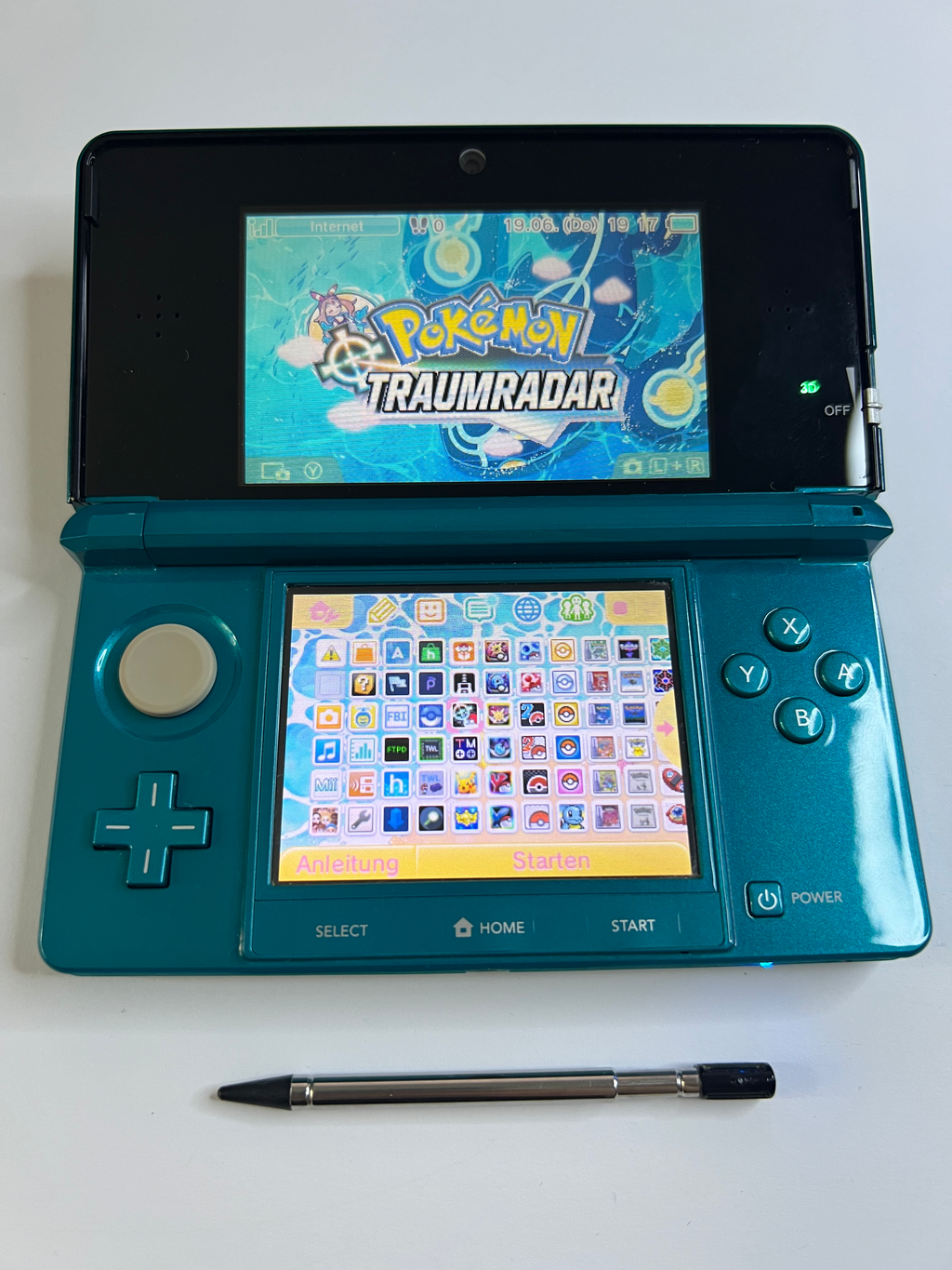 Nintendo 3DS Konsole türkis blau mit 128GB, Pokemon Bank, Poke Mover & vielen Extras