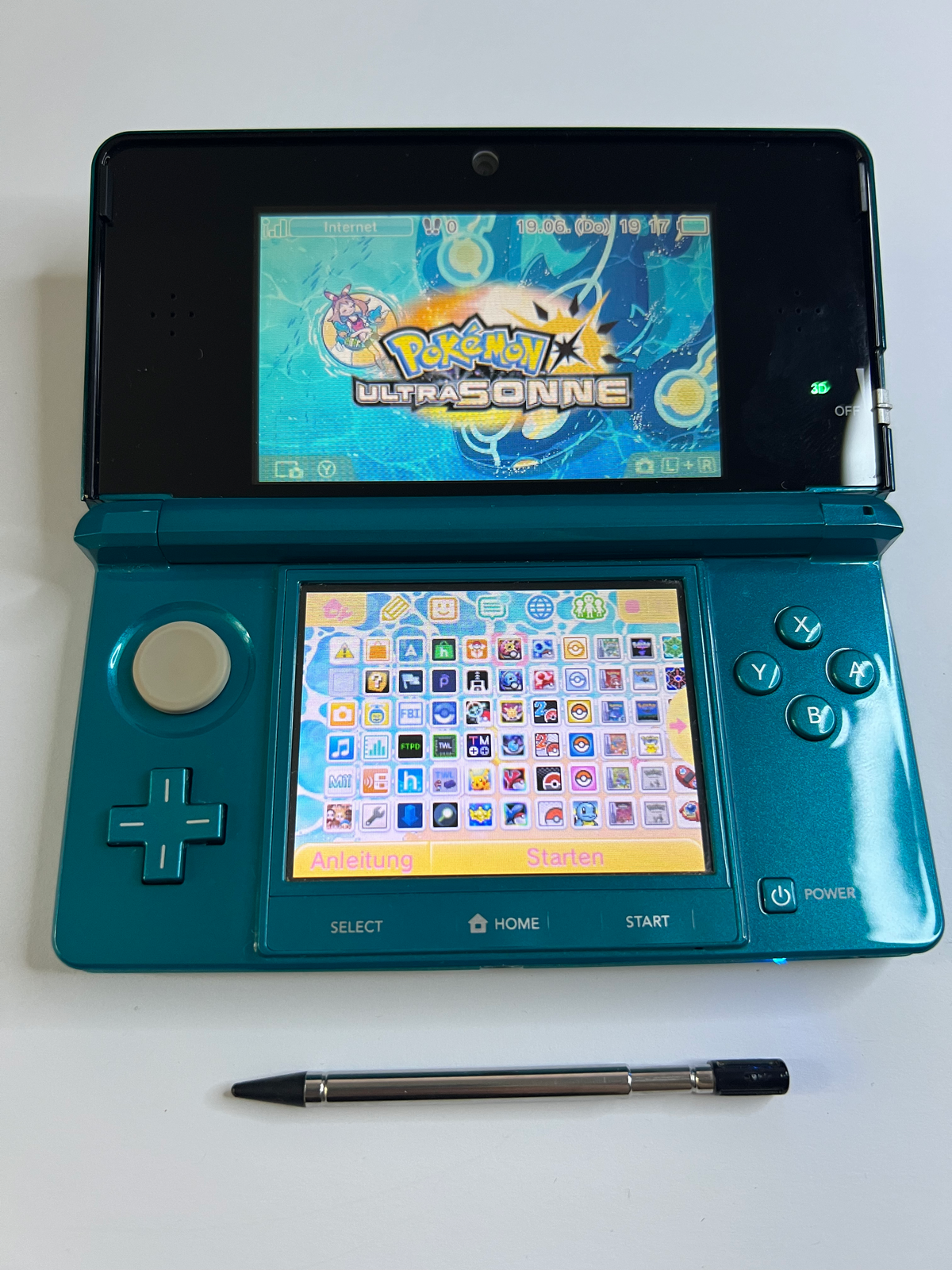 Nintendo 3DS Konsole türkis blau mit 128GB, Pokemon Bank, Poke Mover & vielen Extras