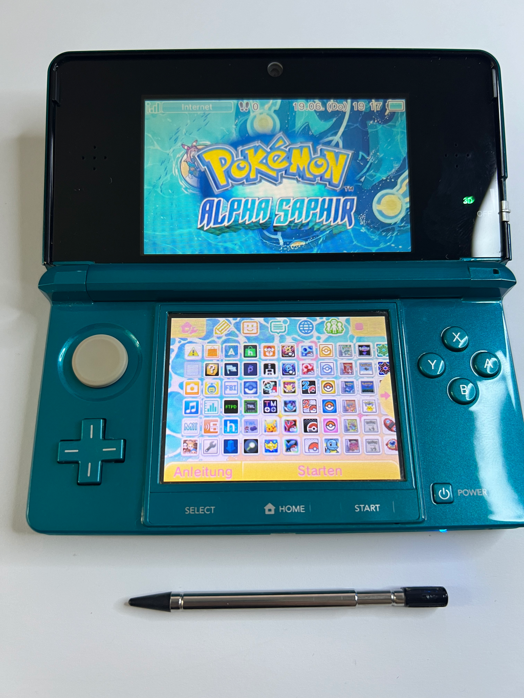 Nintendo 3DS Konsole türkis blau mit 128GB, Pokemon Bank, Poke Mover & vielen Extras