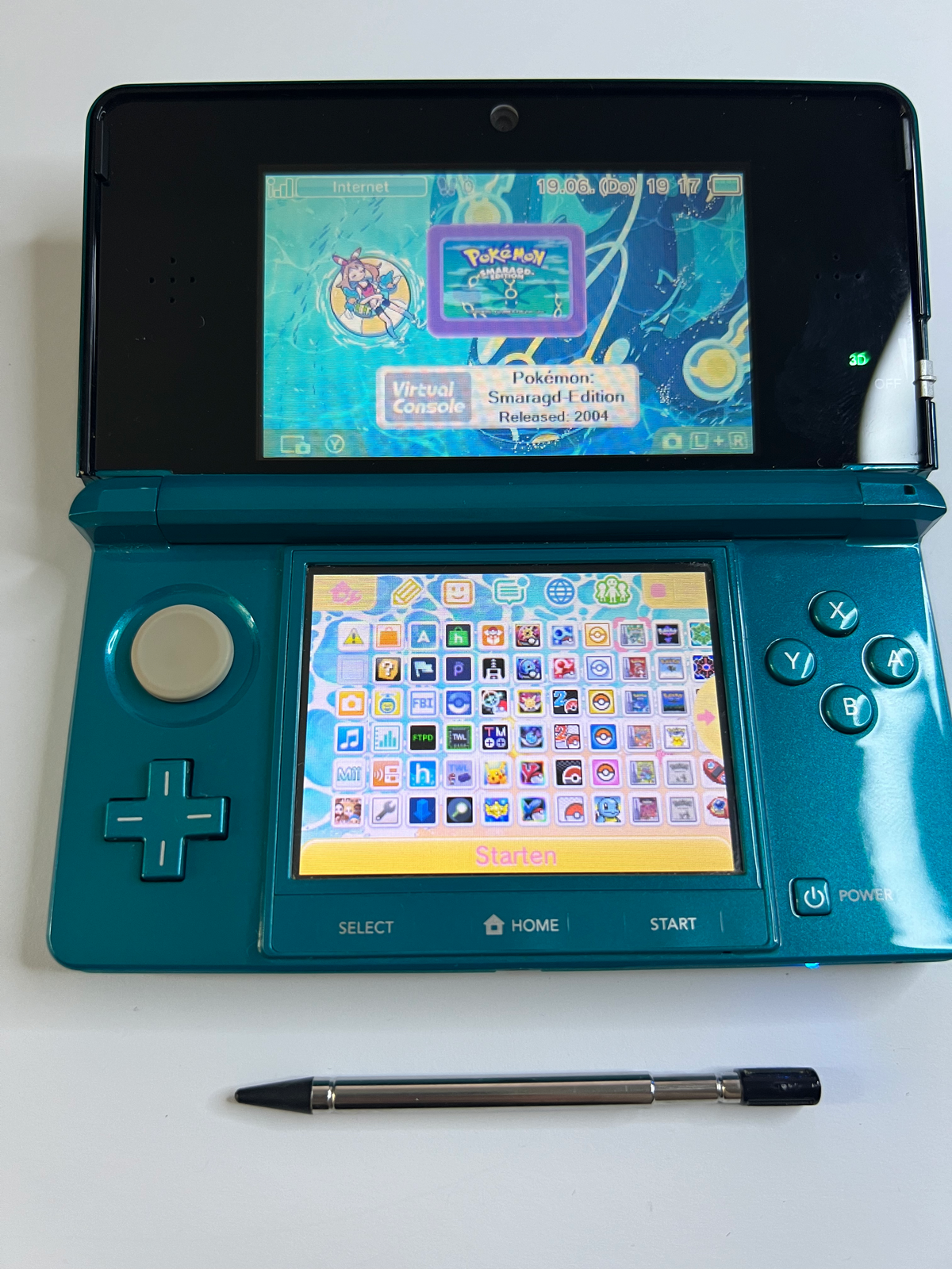 Nintendo 3DS Konsole türkis blau mit 128GB, Pokemon Bank, Poke Mover & vielen Extras