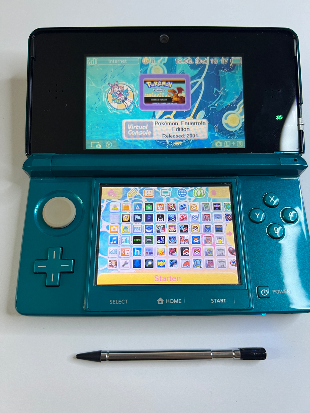 Nintendo 3DS Konsole türkis blau mit 128GB, Pokemon Bank, Poke Mover & vielen Extras