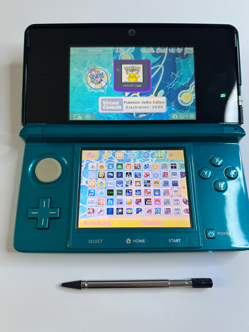Nintendo 3DS Konsole türkis blau mit 128GB, Pokemon Bank, Poke Mover & vielen Extras