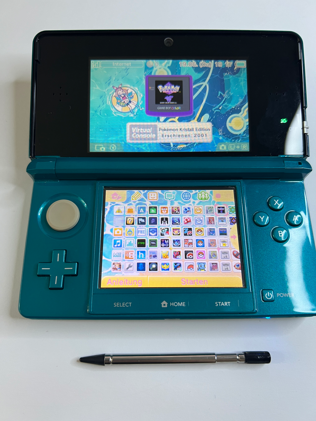 Nintendo 3DS Konsole türkis blau mit 128GB, Pokemon Bank, Poke Mover & vielen Extras