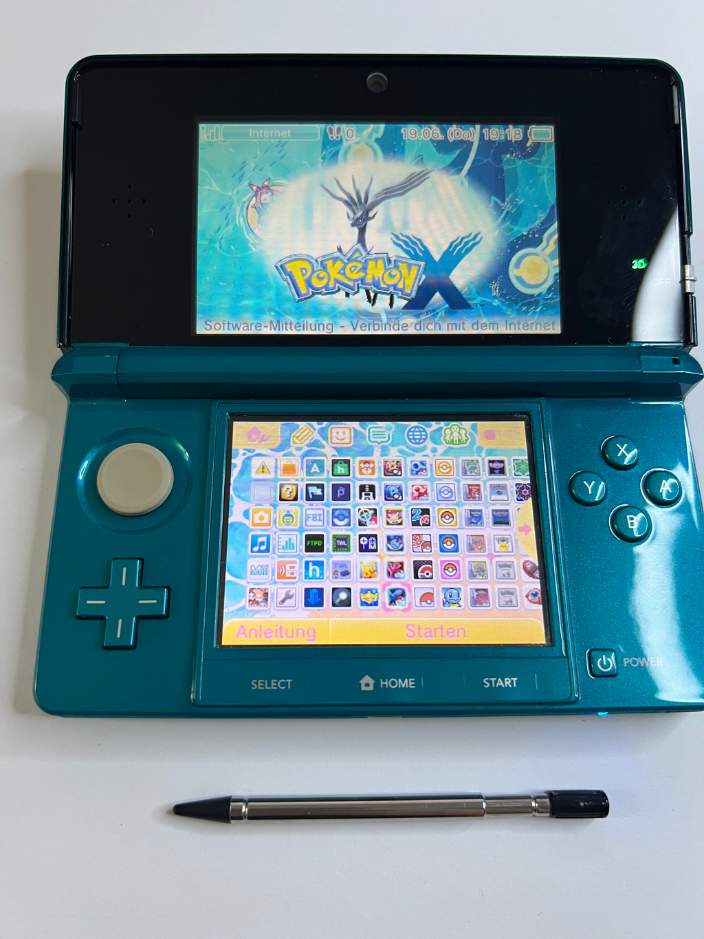 Nintendo 3DS Konsole türkis blau mit 128GB, Pokemon Bank, Poke Mover & vielen Extras