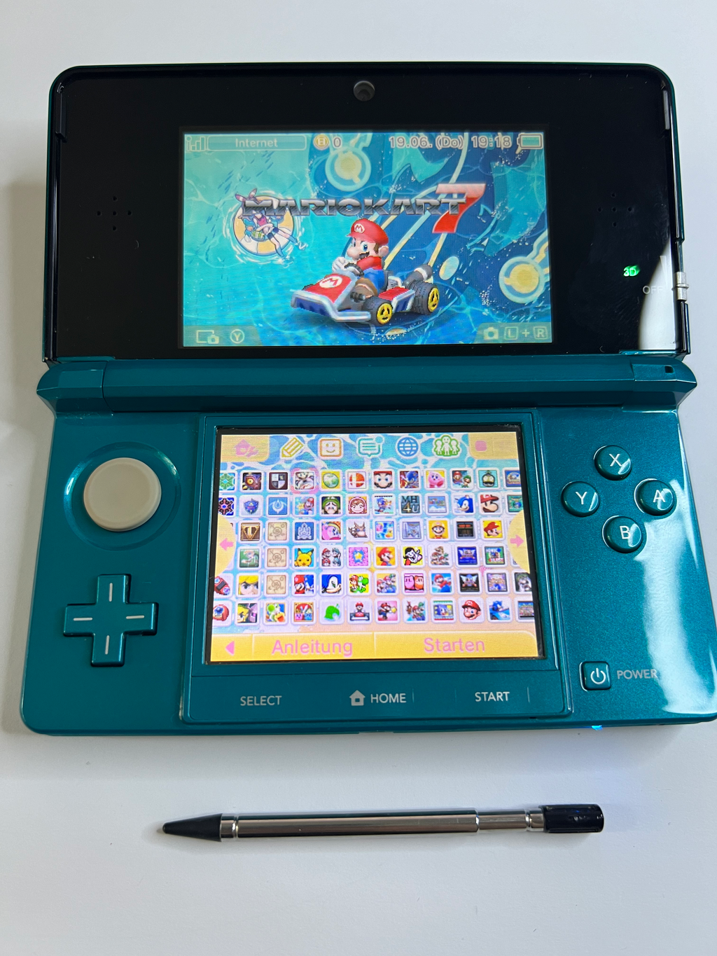 Nintendo 3DS Konsole türkis blau mit 128GB, Pokemon Bank, Poke Mover & vielen Extras