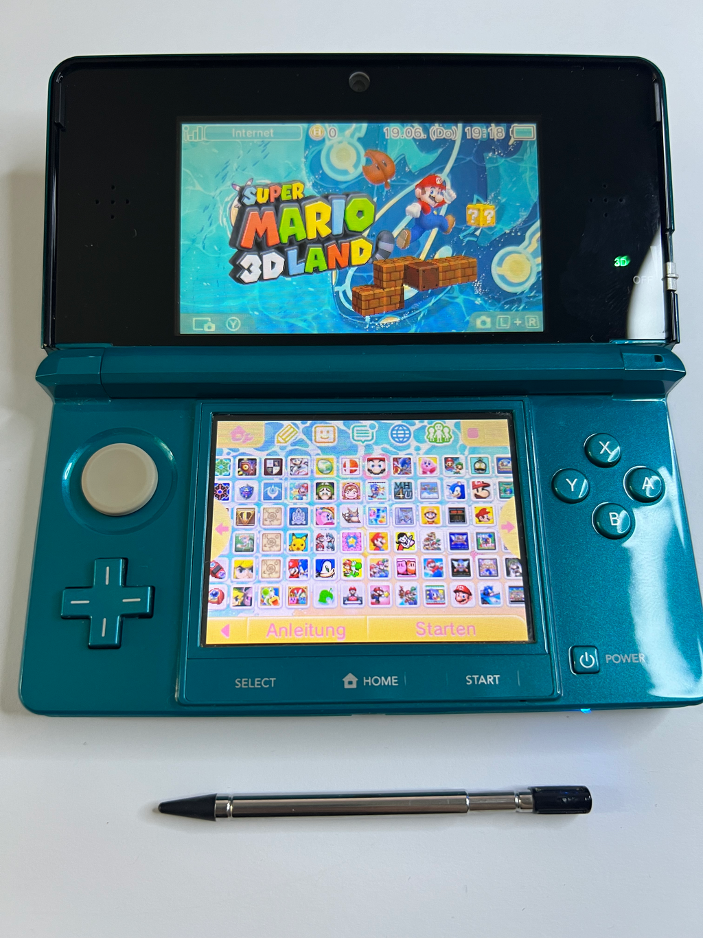 Nintendo 3DS Konsole türkis blau mit 128GB, Pokemon Bank, Poke Mover & vielen Extras