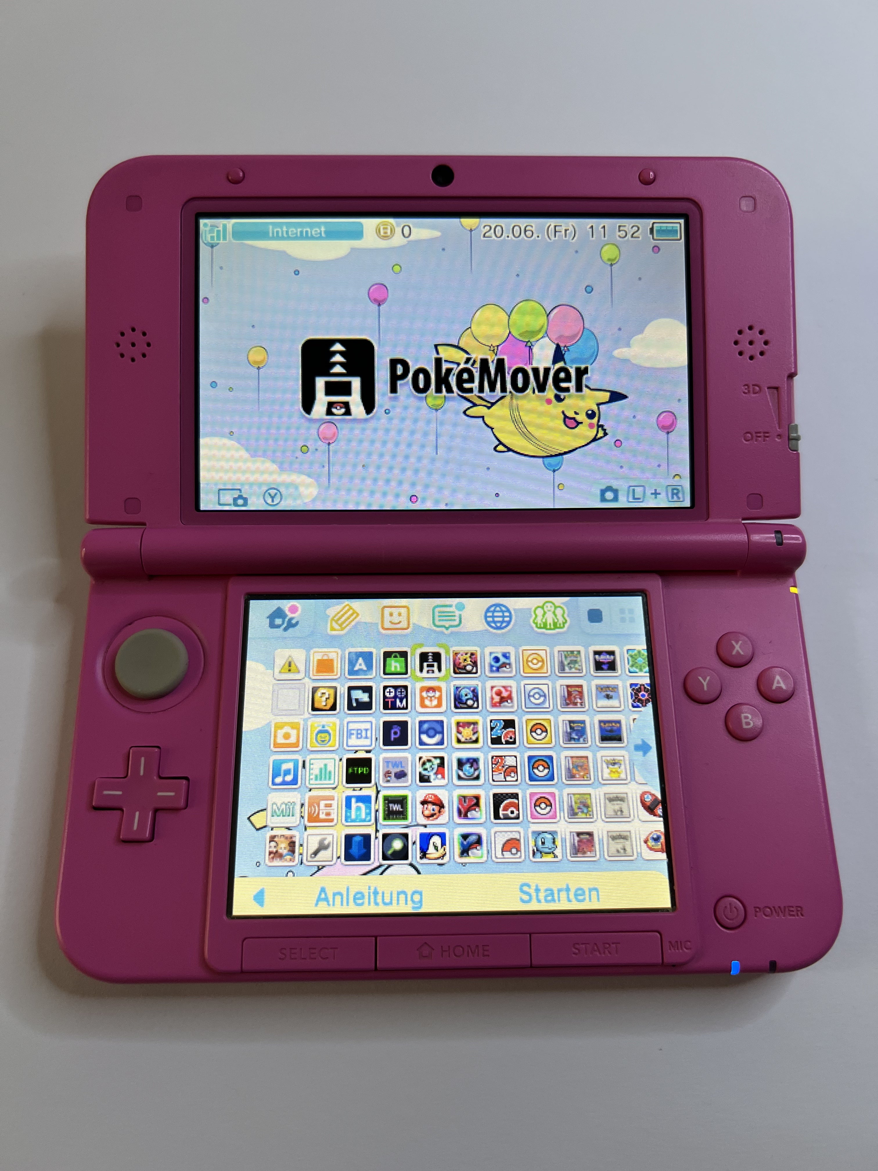 Nintendo 3DS XL Konsole in pink rosa mit 128GB, Pokemon Bank, Poke Mover & vielen Extras