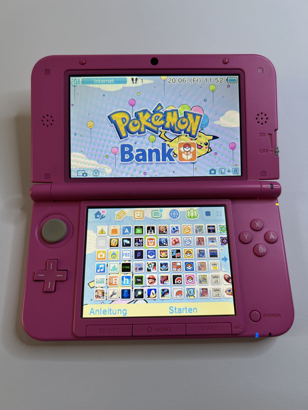 Nintendo 3DS XL Konsole in pink rosa mit 128GB, Pokemon Bank, Poke Mover & vielen Extras