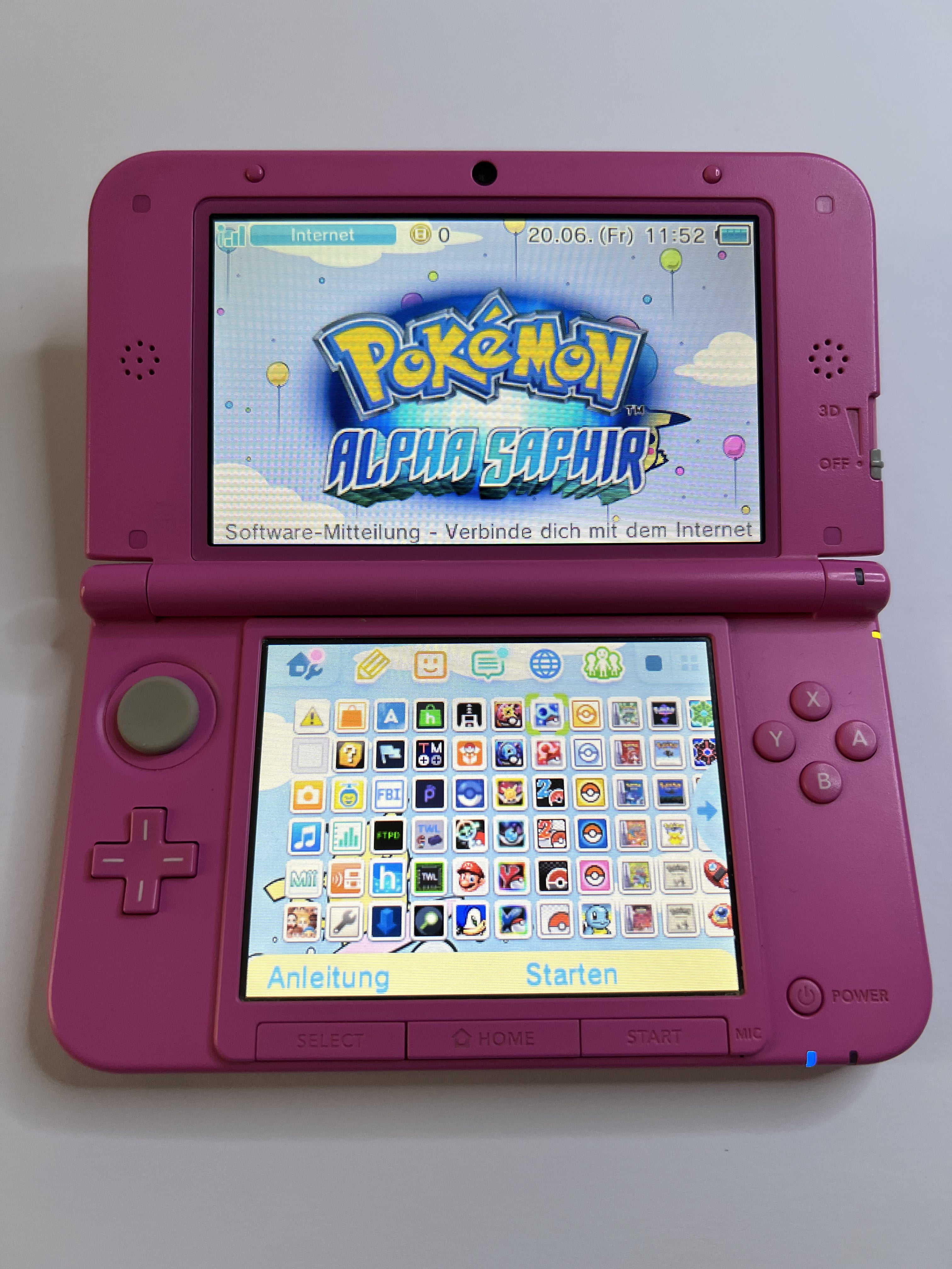 Nintendo 3DS XL Konsole in pink rosa mit 128GB, Pokemon Bank, Poke Mover & vielen Extras