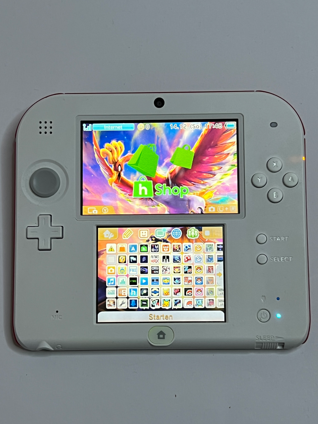 Nintendo 2DS Konsole weiß rot mit 128GB, Pokemon Bank, Poke Mover & vielen Extras