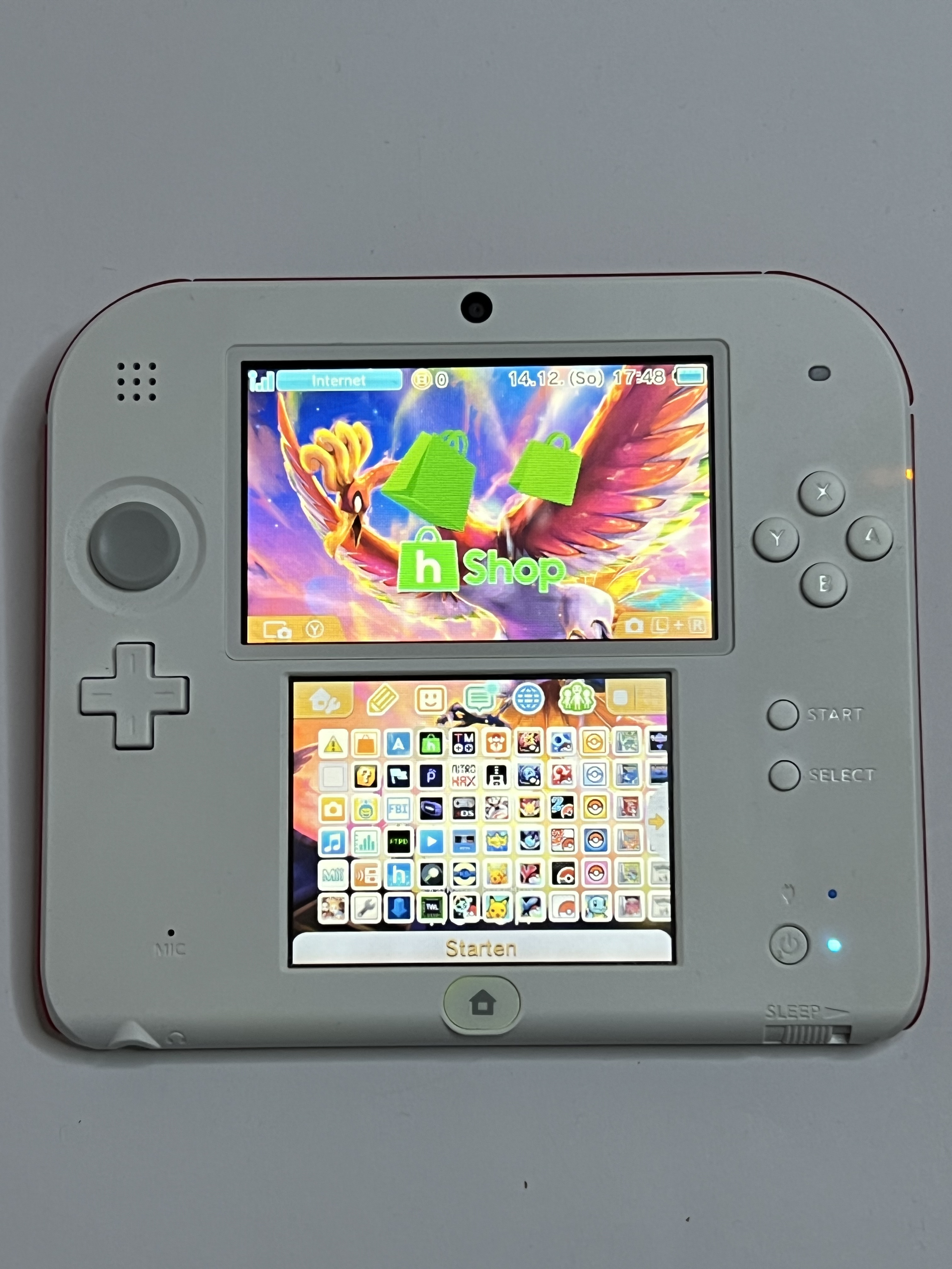 Nintendo 2DS Konsole weiß rot mit 128GB, Pokemon Bank, Poke Mover & vielen Extras