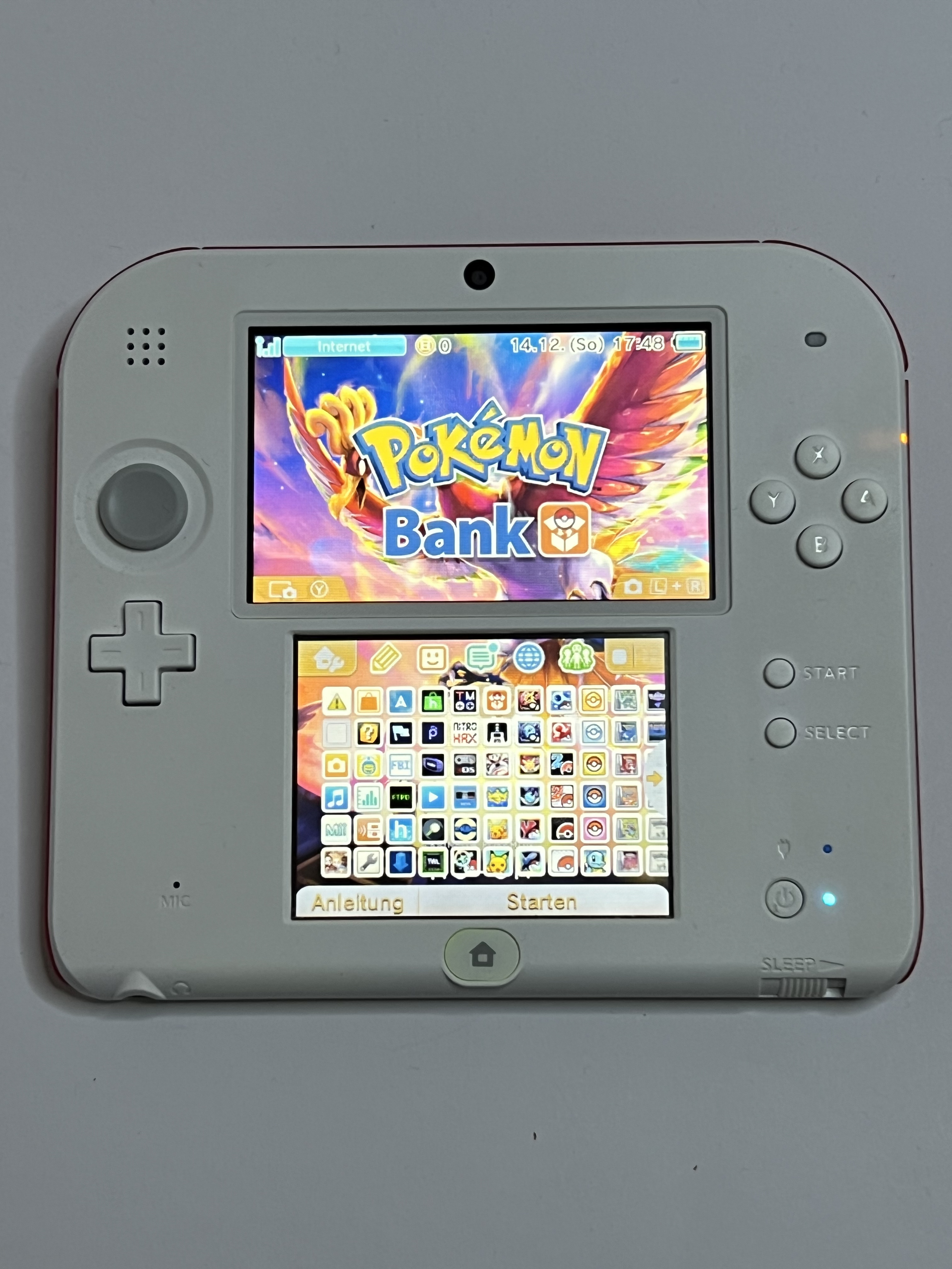 Nintendo 2DS Konsole weiß rot mit 128GB, Pokemon Bank, Poke Mover & vielen Extras
