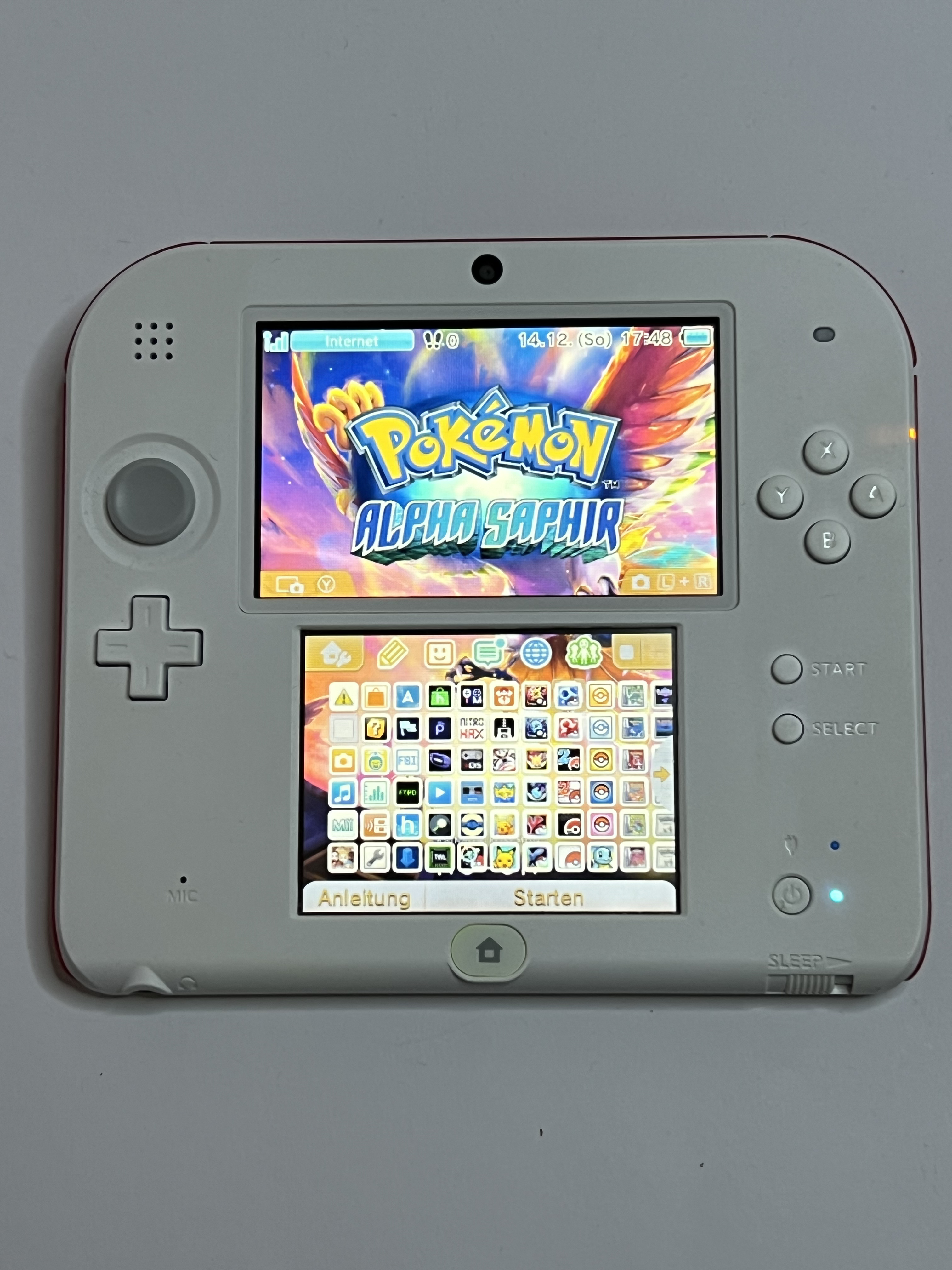 Nintendo 2DS Konsole weiß rot mit 128GB, Pokemon Bank, Poke Mover & vielen Extras