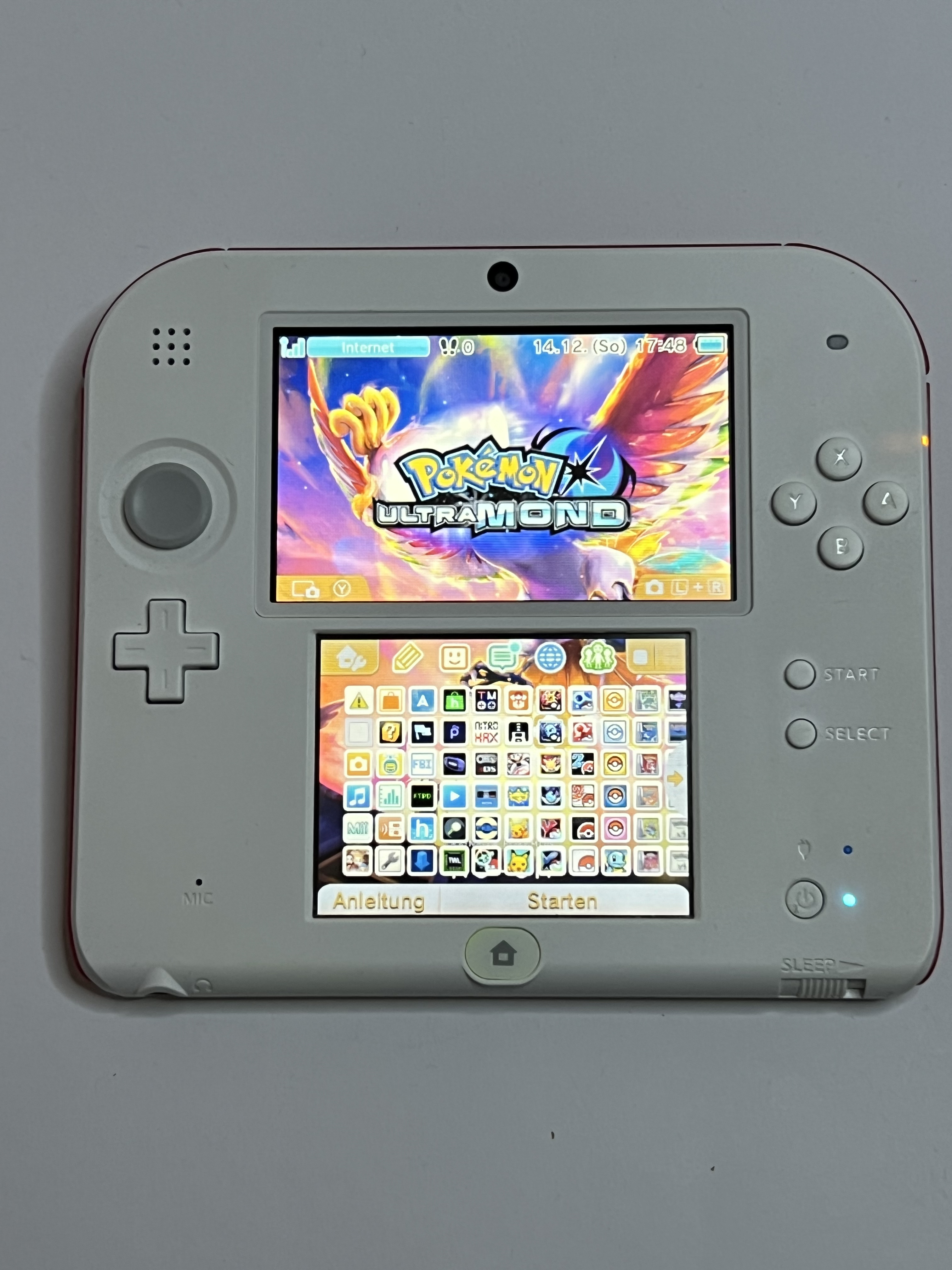 Nintendo 2DS Konsole weiß rot mit 128GB, Pokemon Bank, Poke Mover & vielen Extras