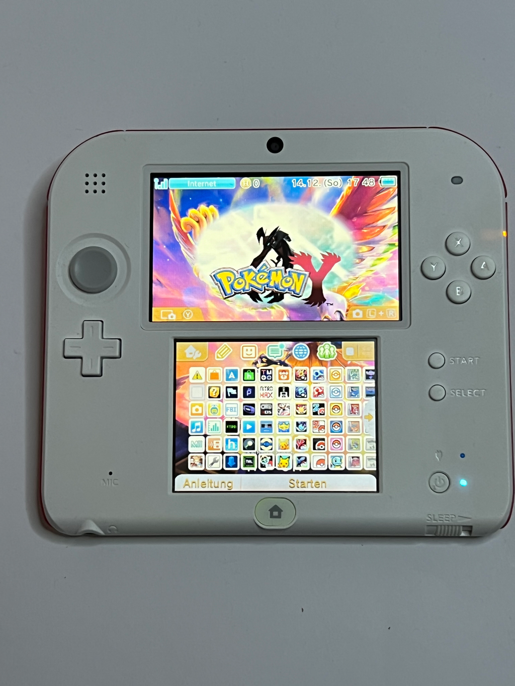 Nintendo 2DS Konsole weiß rot mit 128GB, Pokemon Bank, Poke Mover & vielen Extras