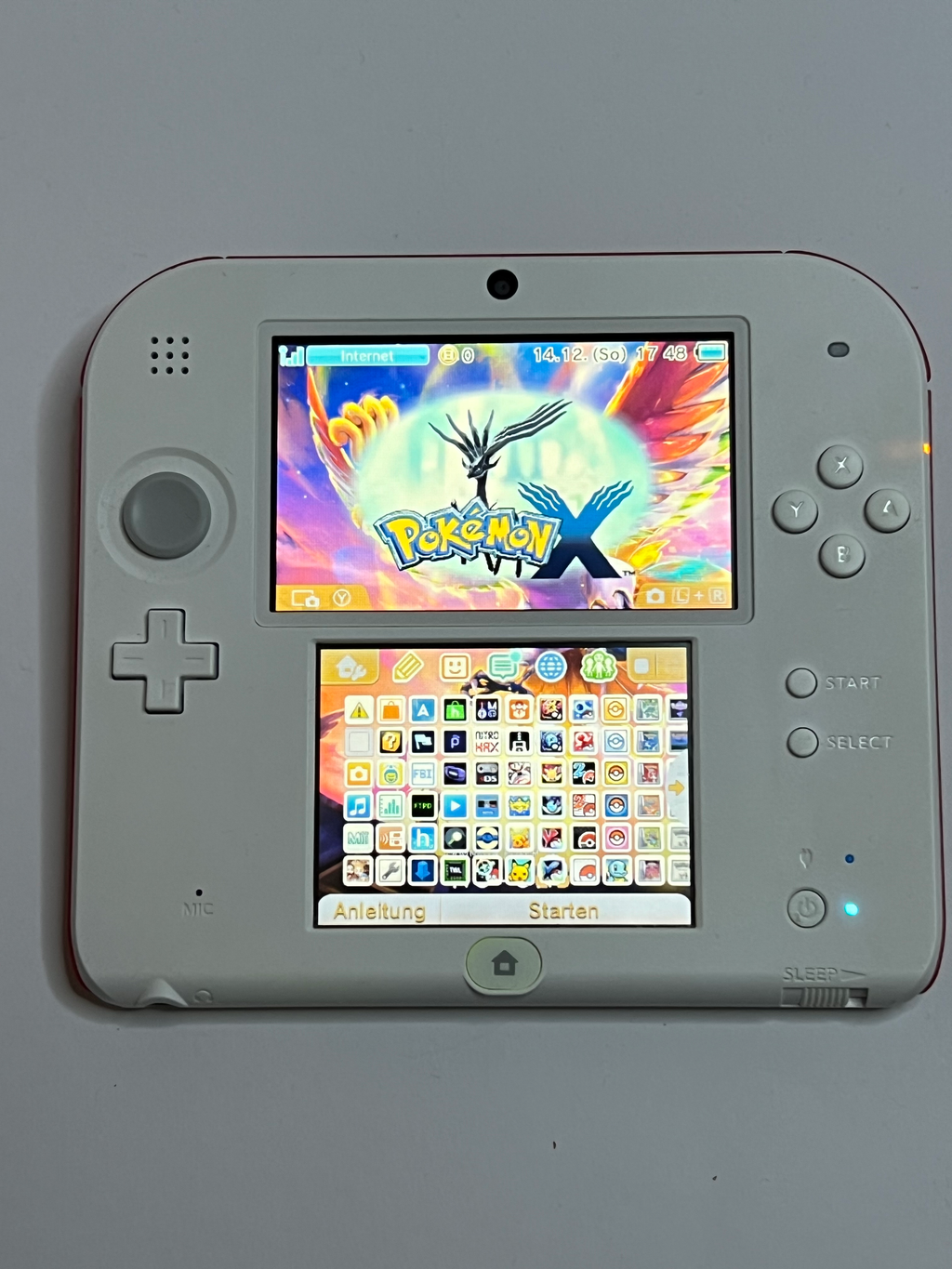 Nintendo 2DS Konsole weiß rot mit 128GB, Pokemon Bank, Poke Mover & vielen Extras