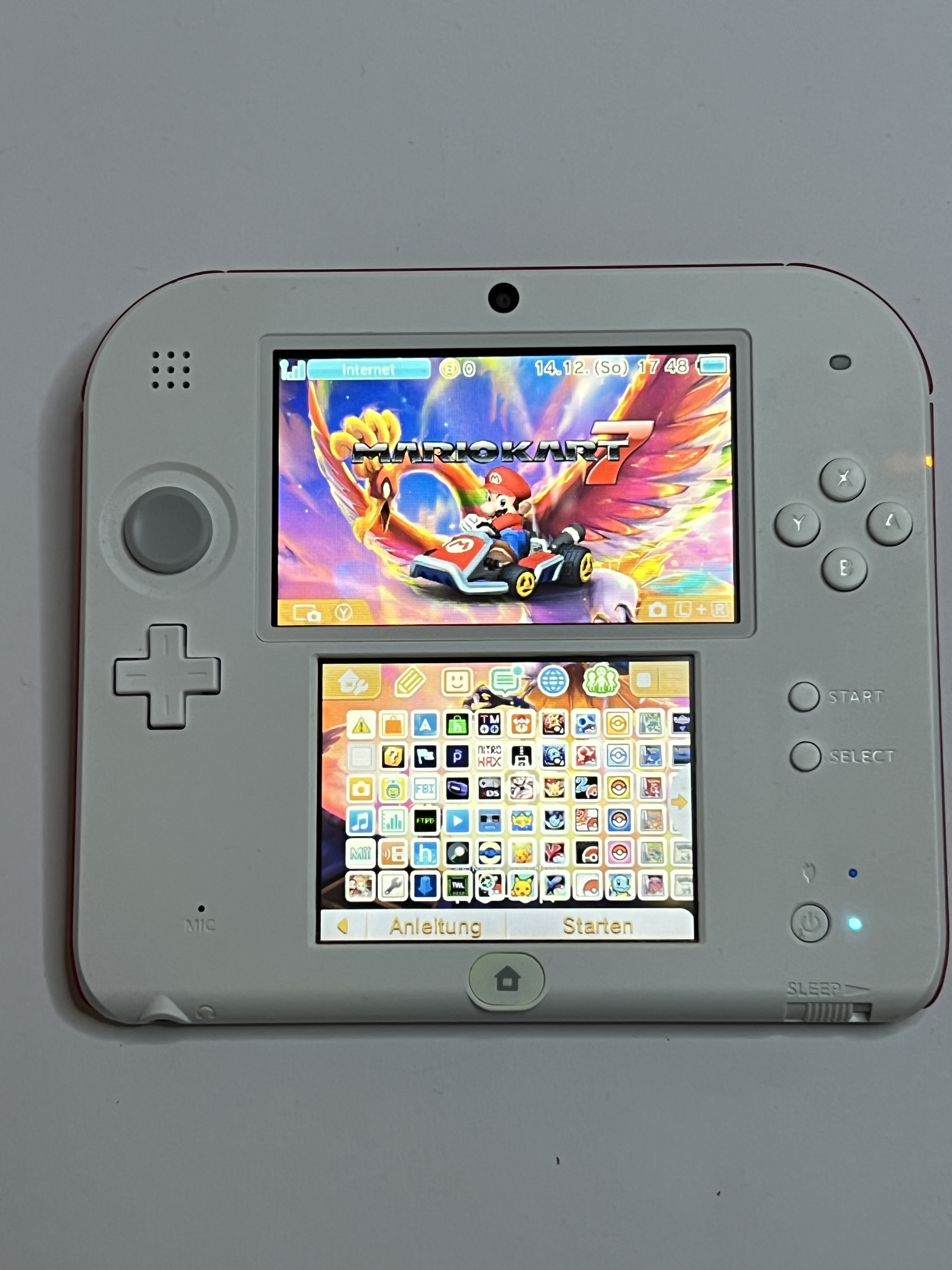 Nintendo 2DS Konsole weiß rot mit 128GB, Pokemon Bank, Poke Mover & vielen Extras