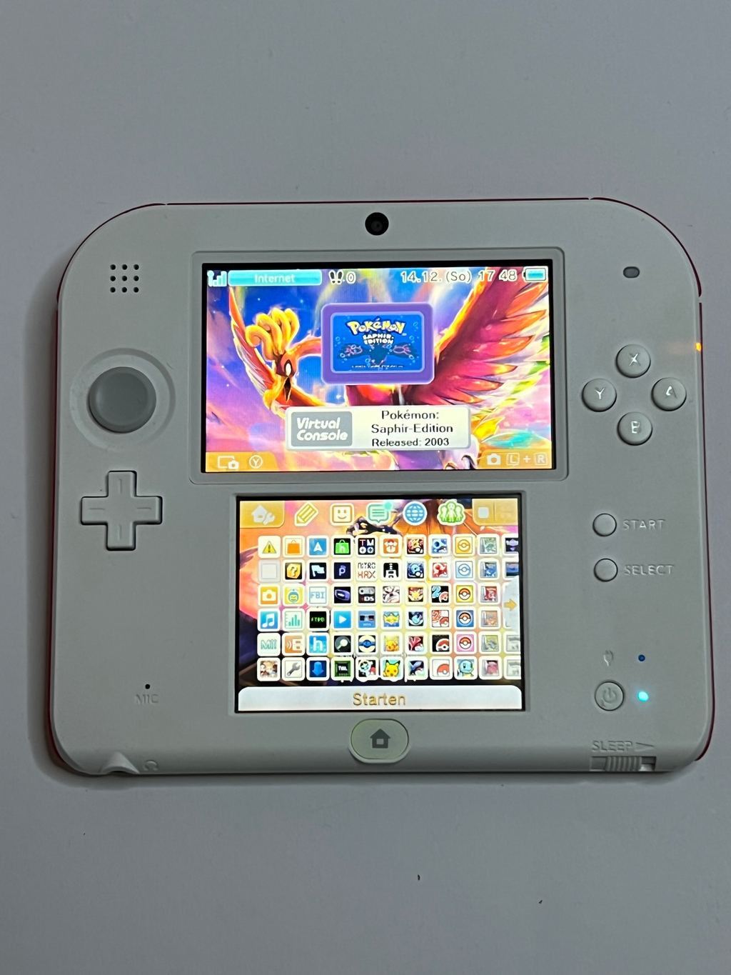 Nintendo 2DS Konsole weiß rot mit 128GB, Pokemon Bank, Poke Mover & vielen Extras