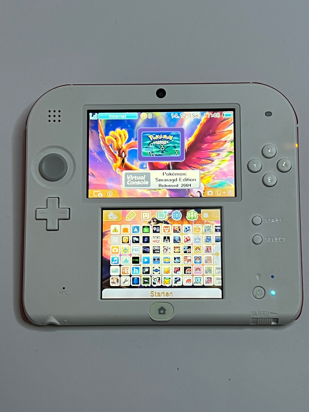 Nintendo 2DS Konsole weiß rot mit 128GB, Pokemon Bank, Poke Mover & vielen Extras