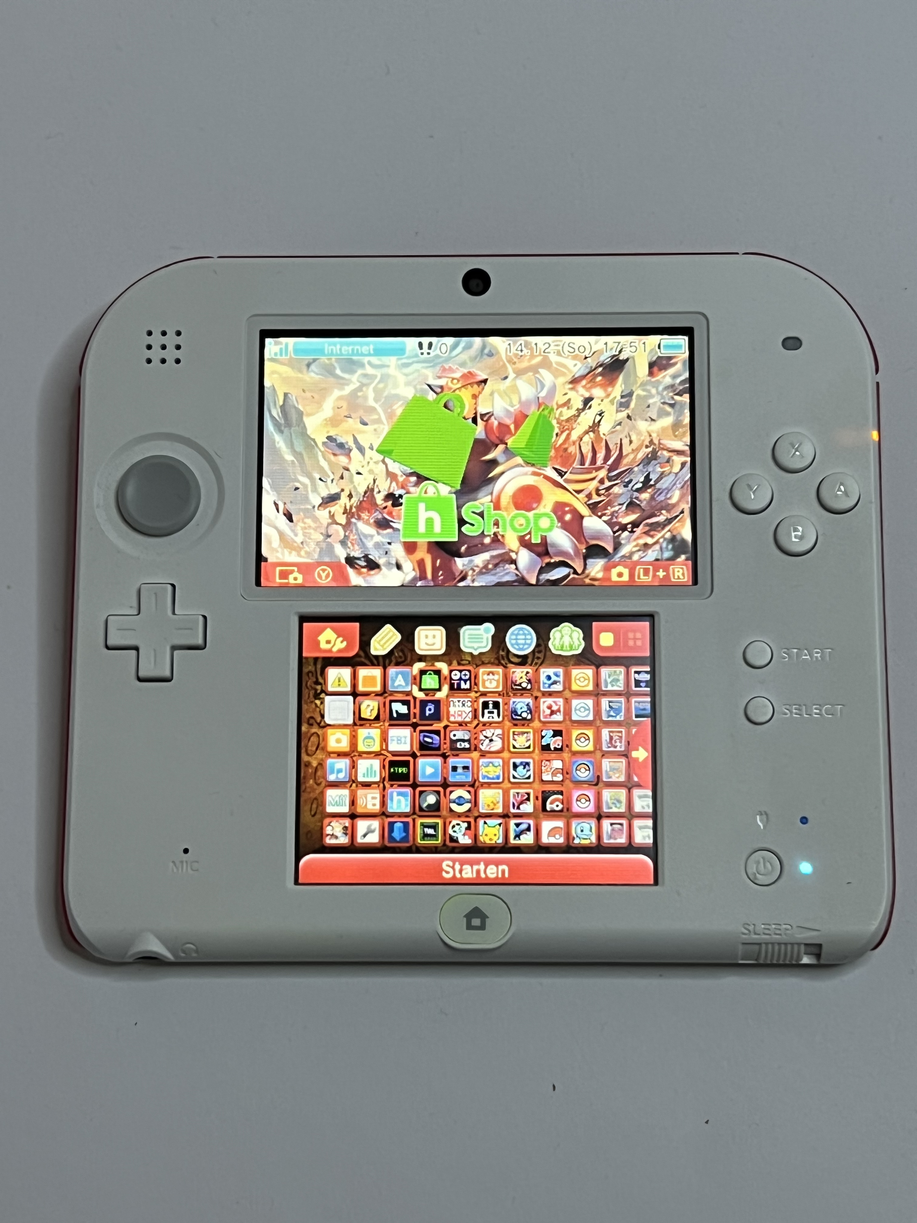 Nintendo 2DS Konsole weiß rot mit 128GB, Pokemon Bank, Poke Mover & vielen Extras