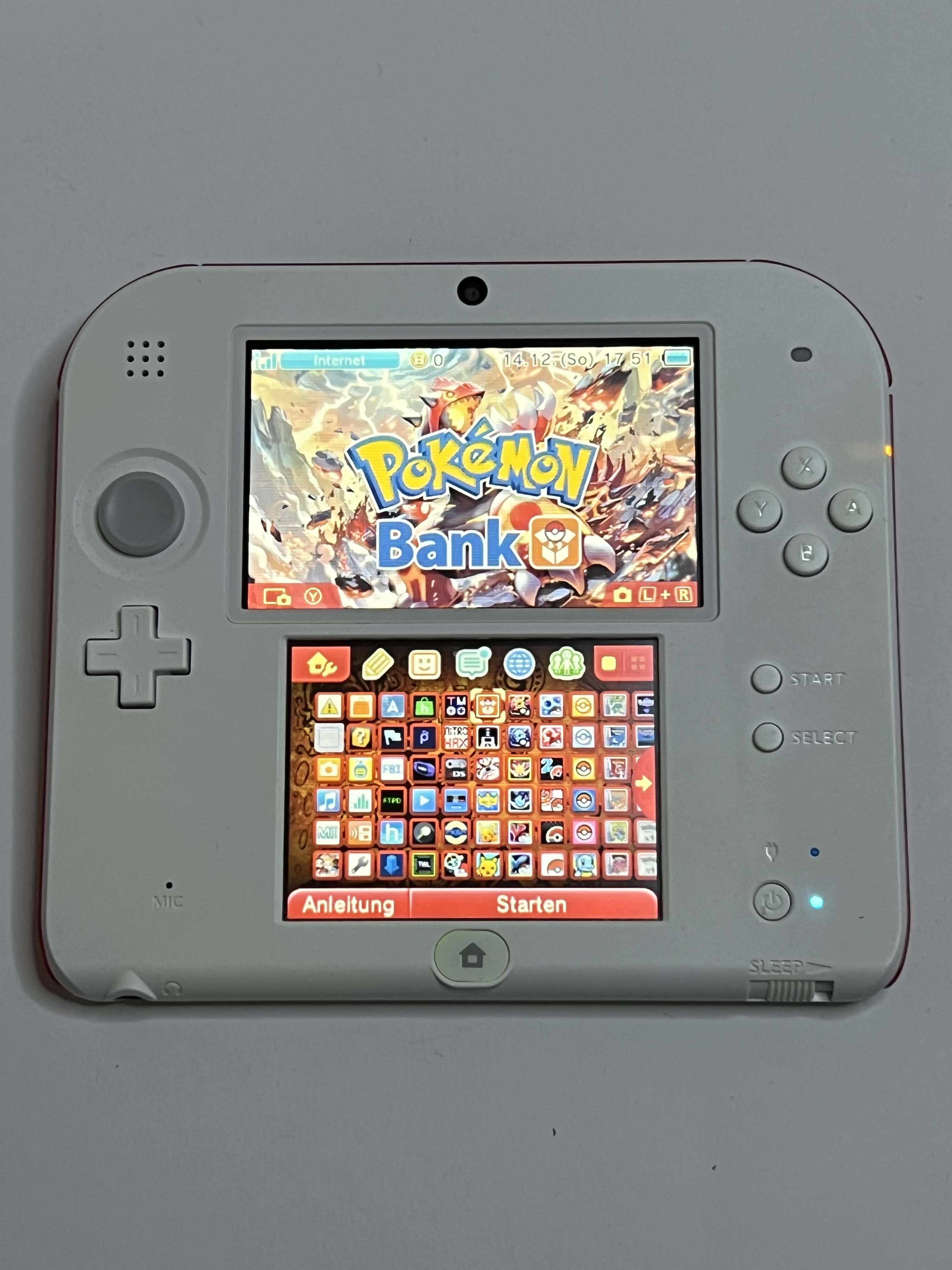 Nintendo 2DS Konsole weiß rot mit 128GB, Pokemon Bank, Poke Mover & vielen Extras