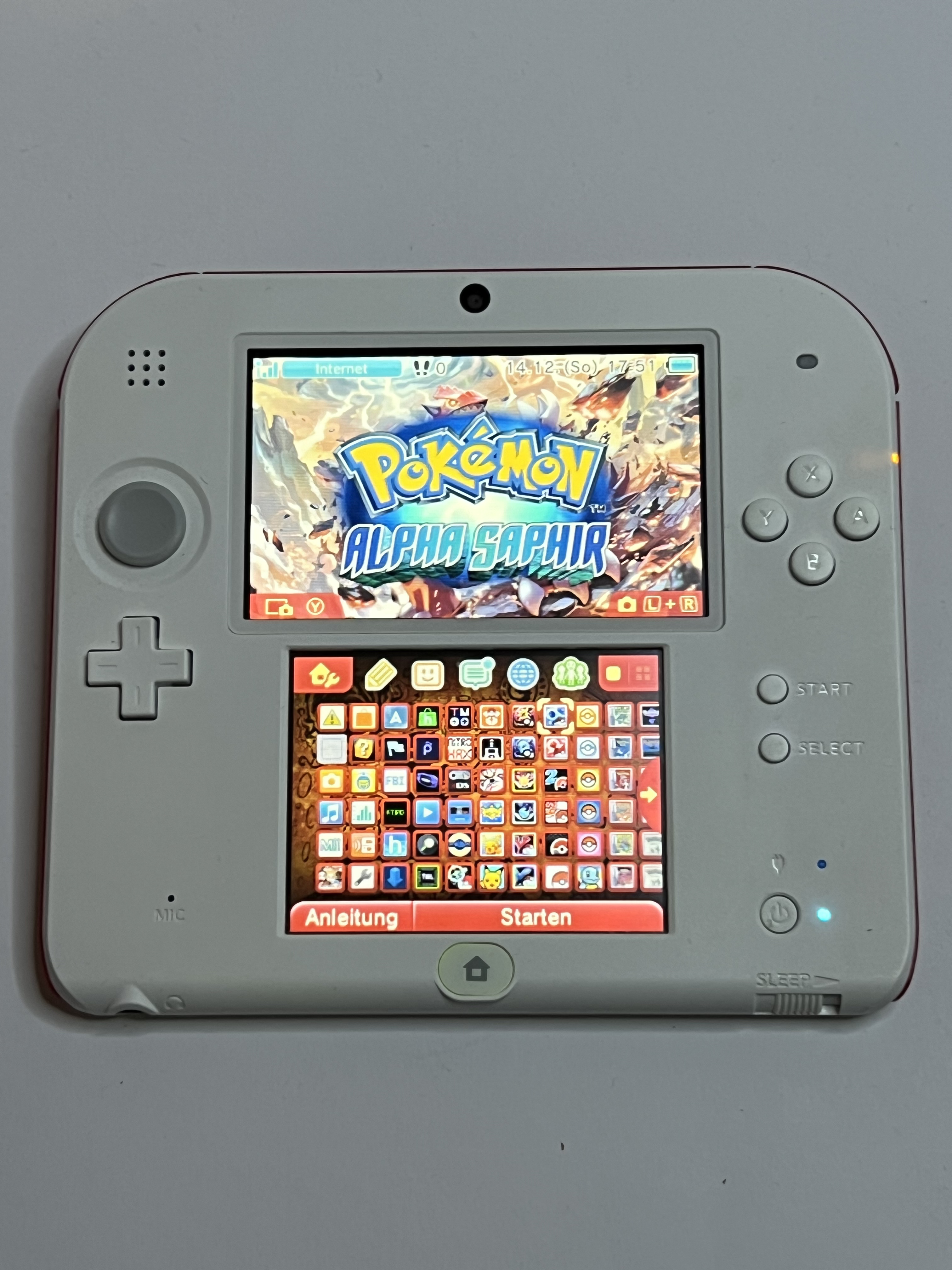 Nintendo 2DS Konsole weiß rot mit 128GB, Pokemon Bank, Poke Mover & vielen Extras
