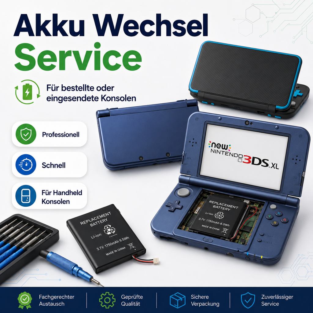 Akku-Wechsel-Service - für Nintendo 3DS, 2DS & New 2DS XL Akku